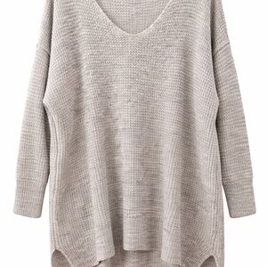 Free People Oversized Slouchy Waffle Knit Tunic Sweater XS/S Gray